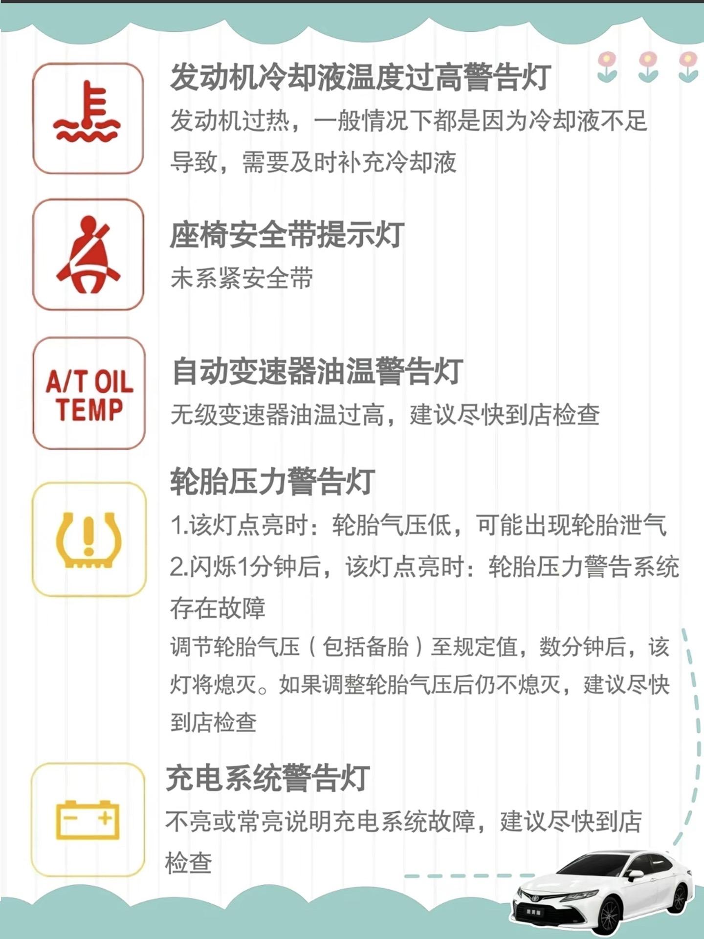 给兄弟们整理了一下汽车仪表盘故障灯和指示图标详解新手收藏必备