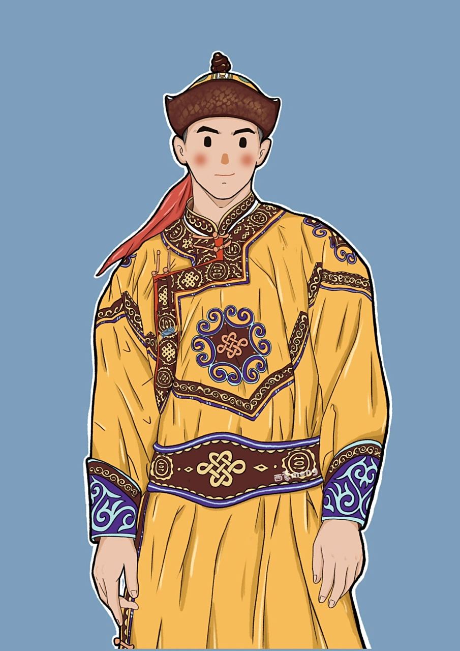手绘民族-蒙古男孩