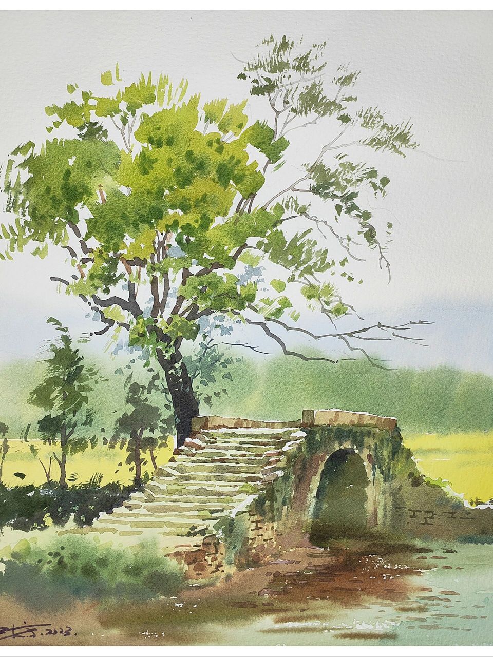 观音阁村古桥 【叶方水彩】遵爵悦色系列水彩纸八开.