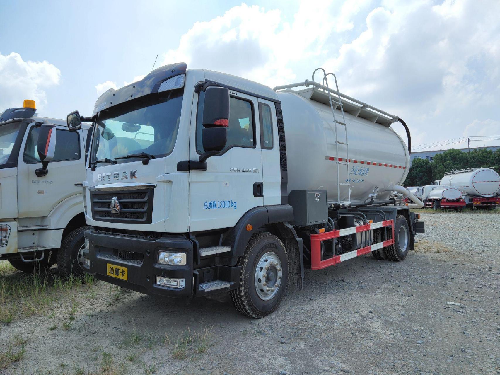 重汽汕德卡单桥16方干混砂浆运输车:底盘型号:zz5186xxyk501gf1,潍柴