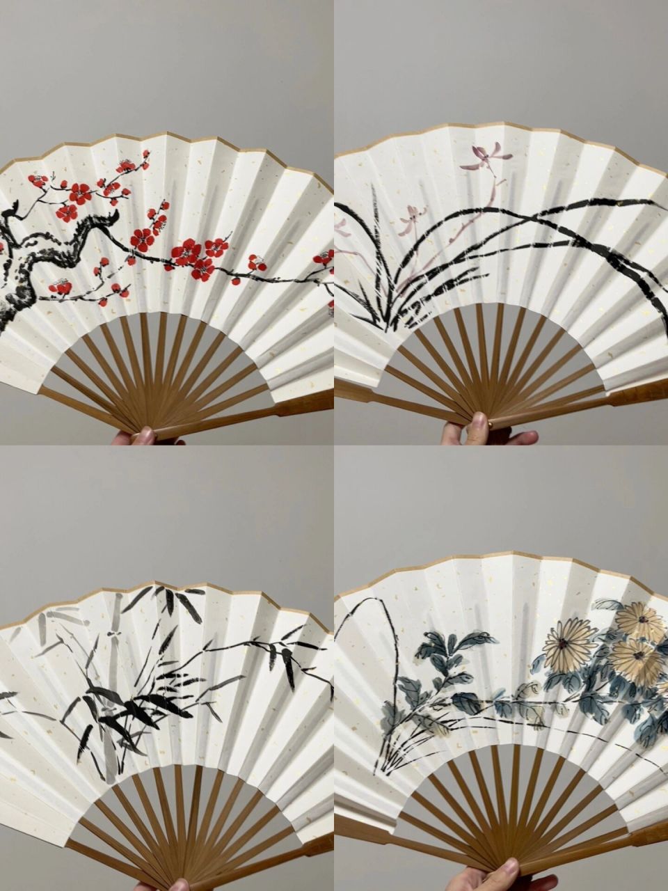 手绘国画折扇～梅兰竹菊系列95