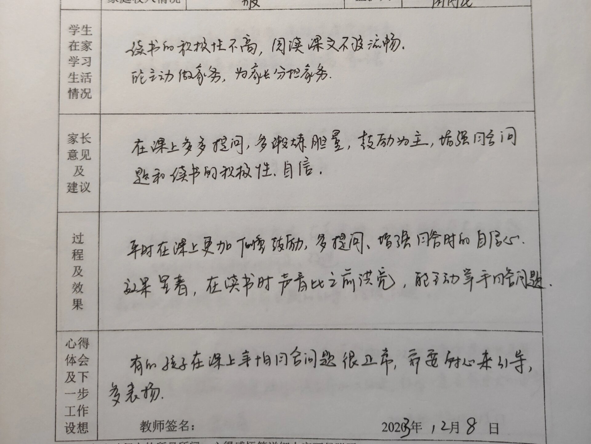 小学生家访记录图片