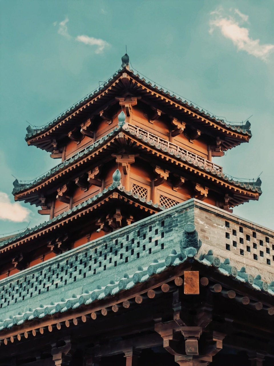 晋祠公园 秋冬赏景去处 分不清是深秋还是肃冬 亭台楼阁 池馆水榭