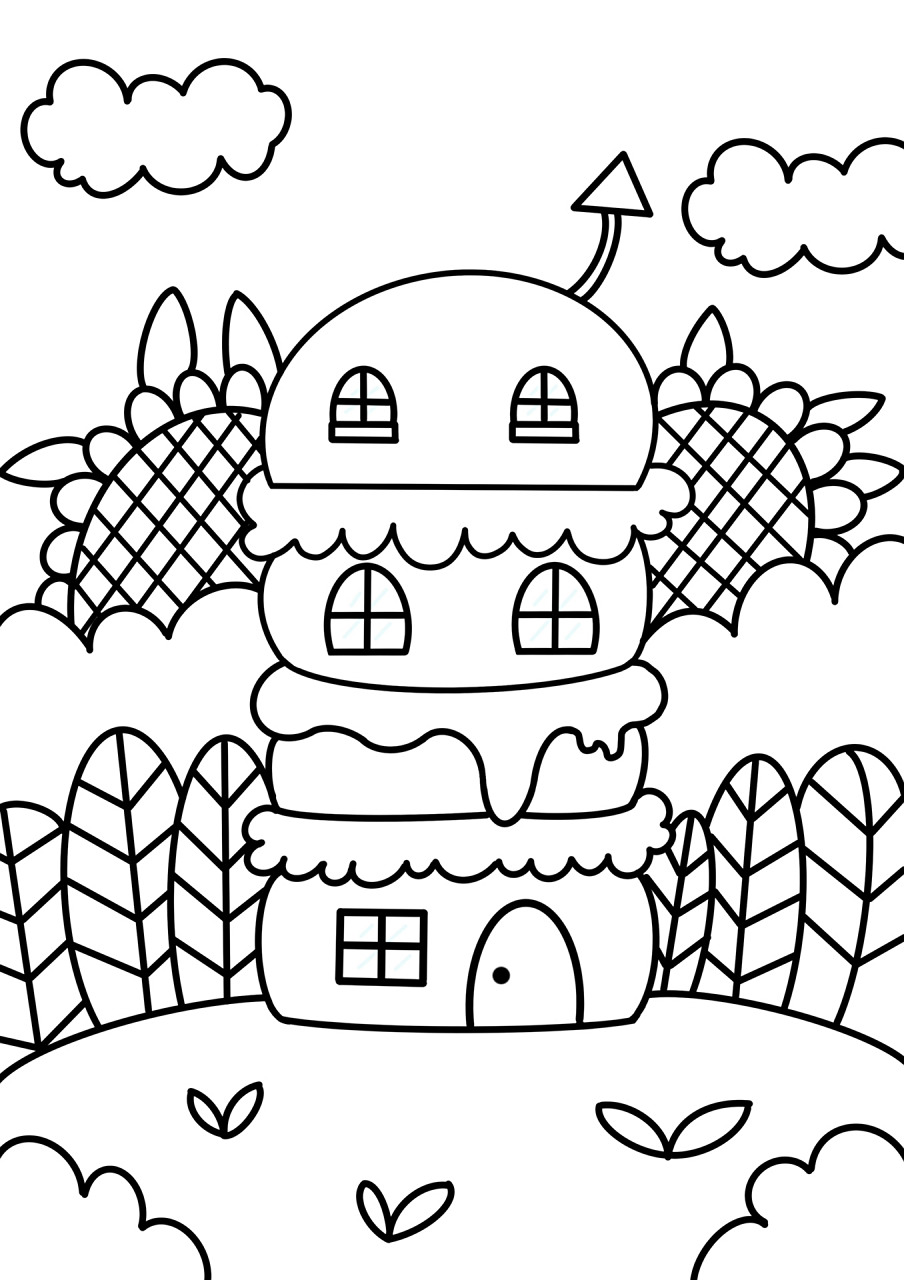 汉堡房子 儿童画 创意画