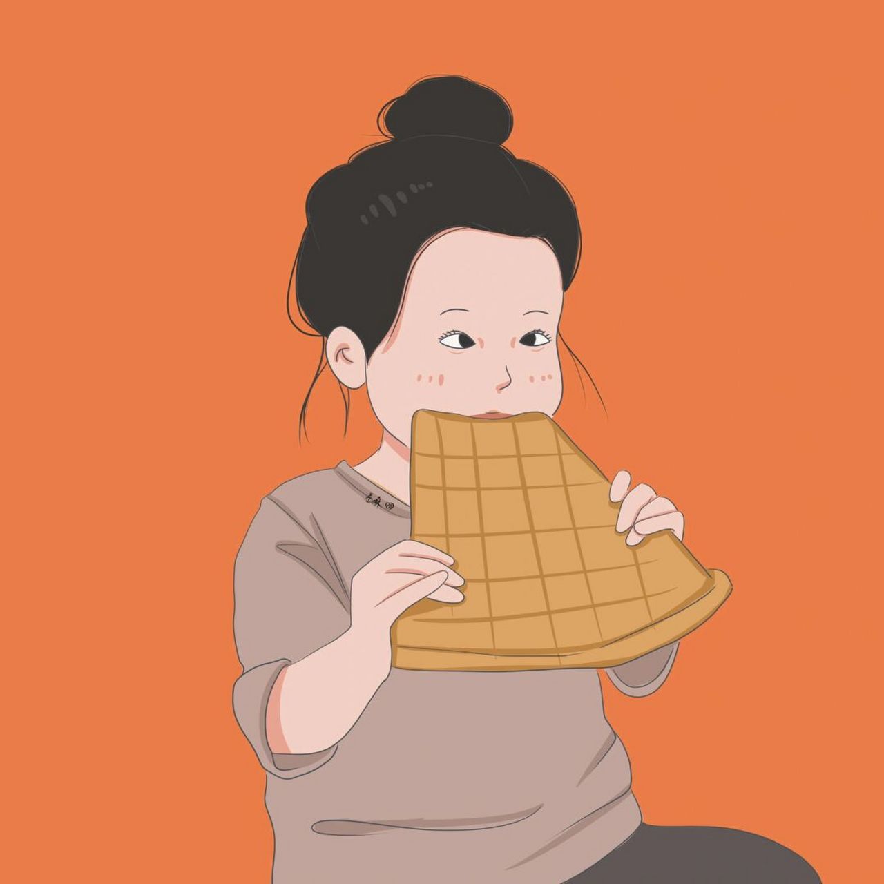 插画 | 情侣头像 | 吃大饼的情侣头像～ 图片92二改92商用92去