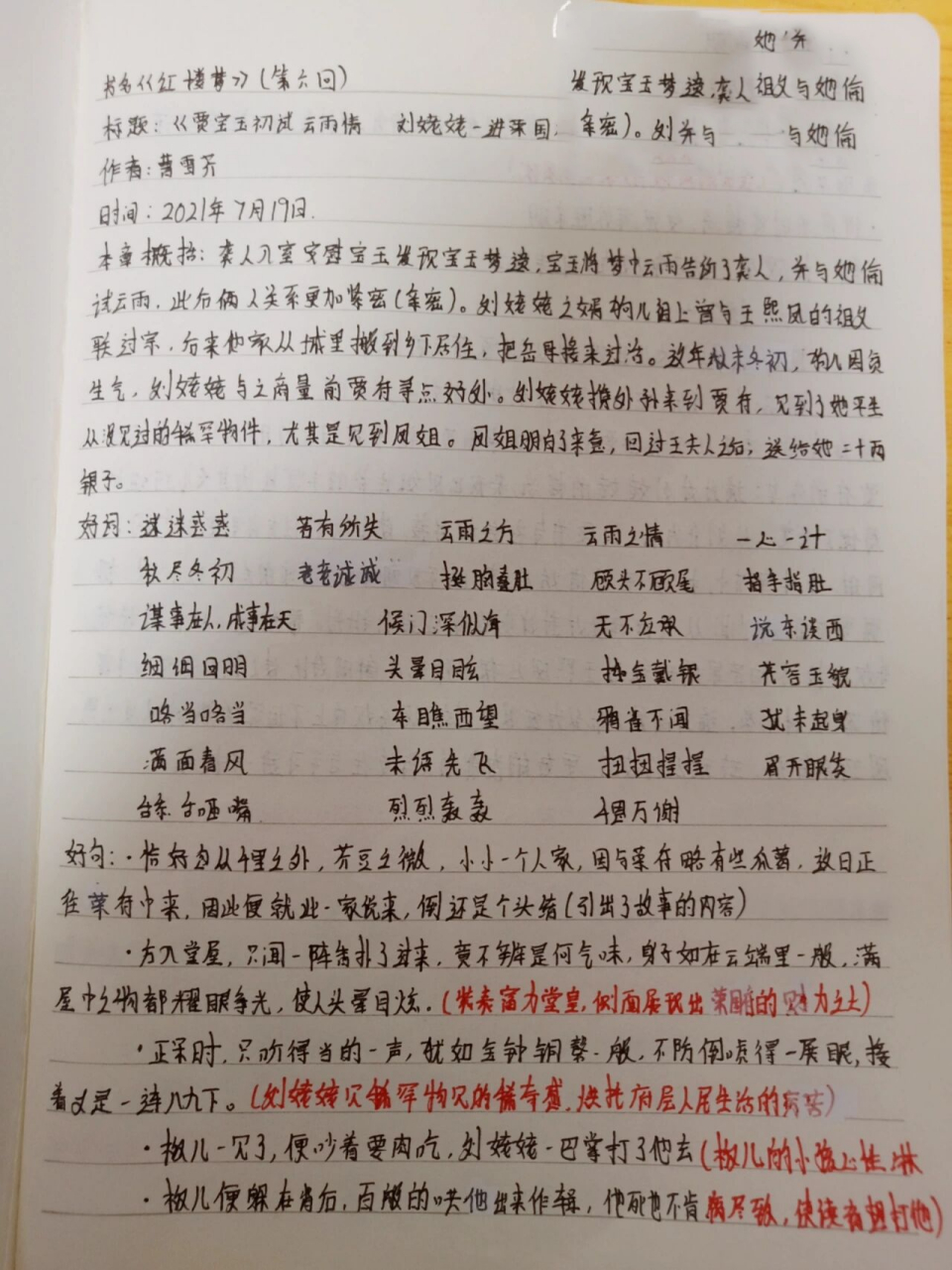 红楼梦第六回读书笔记