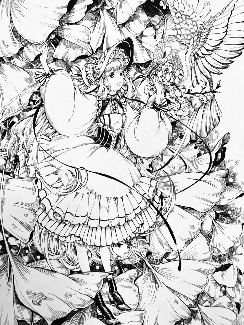 黑白动漫插画线稿 唯美黑白漫画 分享15