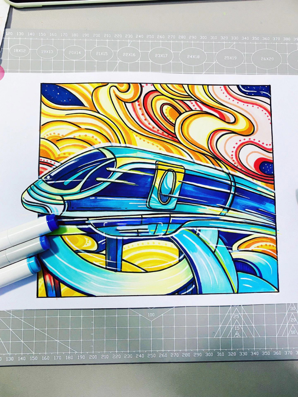 23考研|马克笔万能素材——高铁步骤画法 高铁是快题设计中非常万能的