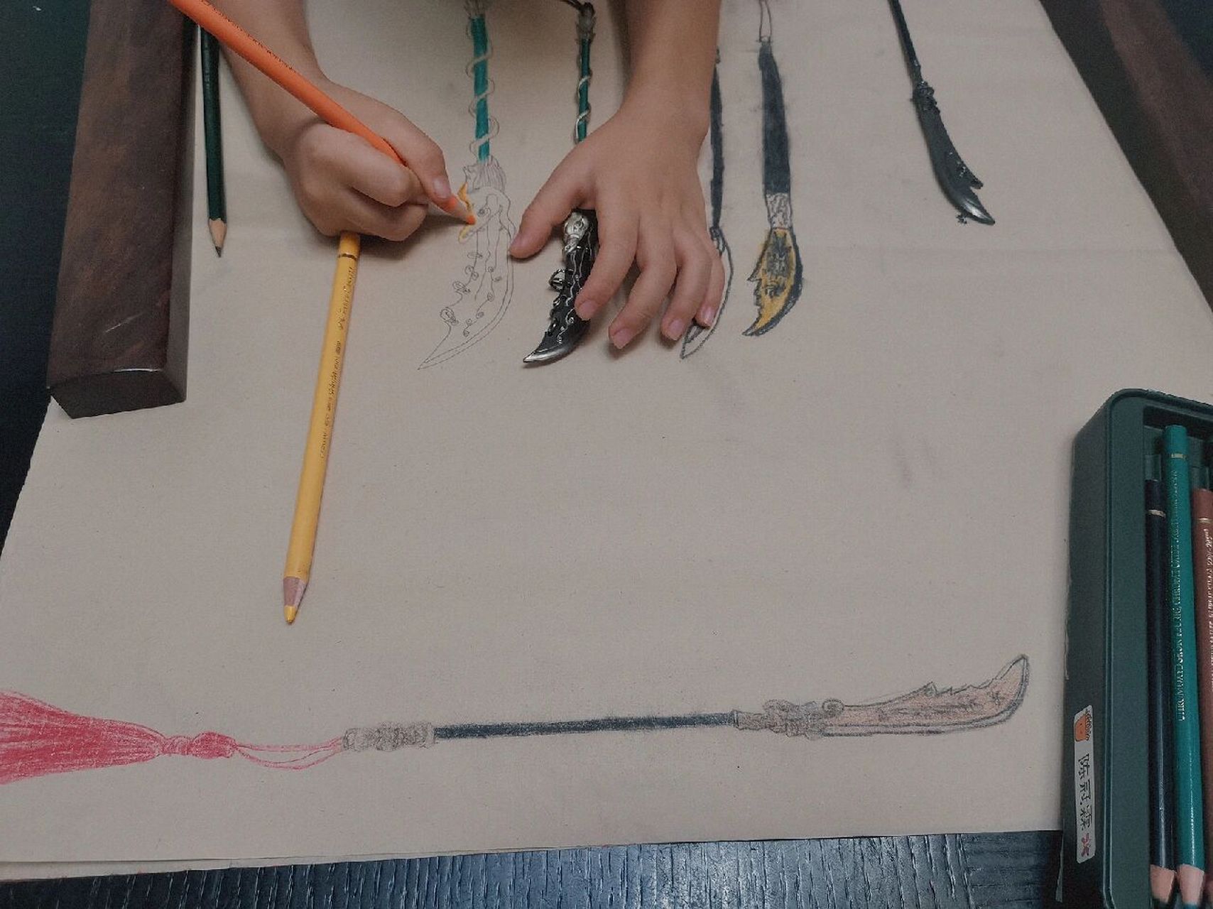 带娃一起画青龙偃月刀