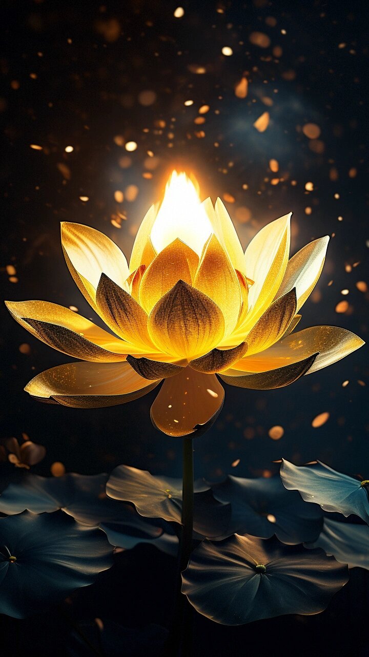 好运莲莲～金色莲花壁纸头像