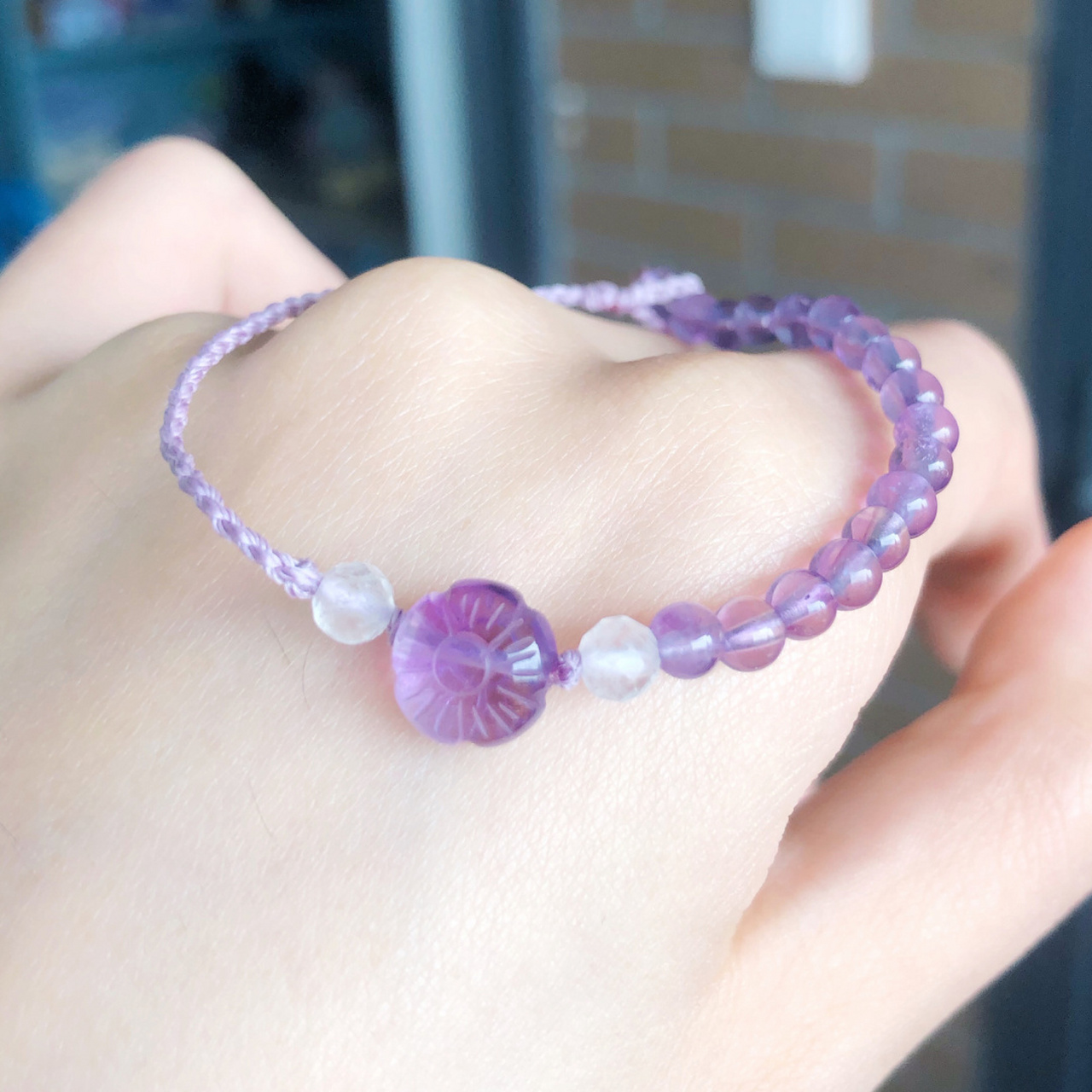 紫水晶小花编绳手链 智慧之石9898 新手入门水晶diy手链 紫水晶4