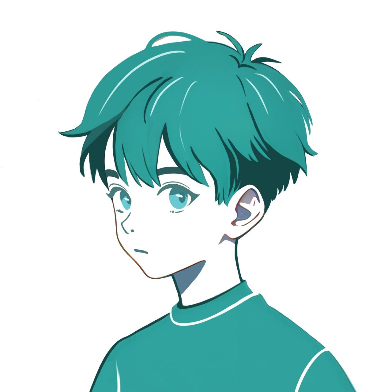 蓝绿色极简风格头像一组