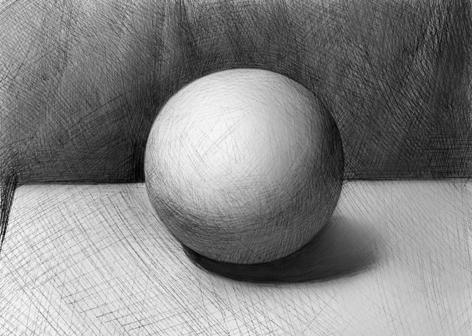 素描基础入门-圆球体,要画圆先画方