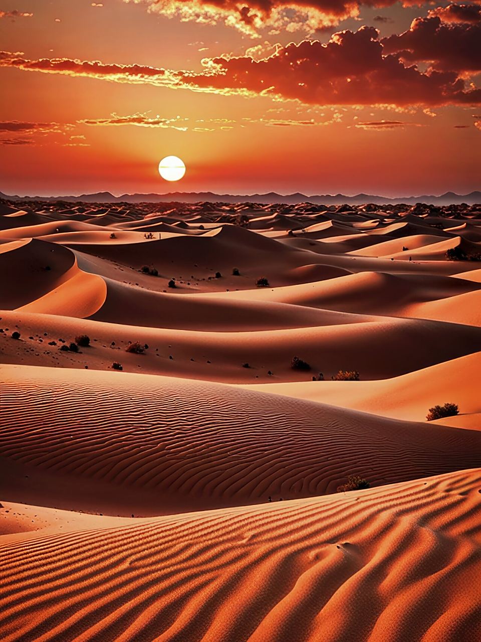 治愈系手机风景壁纸—沙漠落日 拿图请留痕,需要原图请私信,免费送.