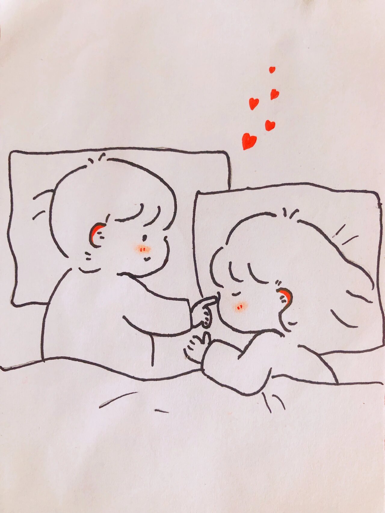 情侣简笔画:安安静静看你睡觉