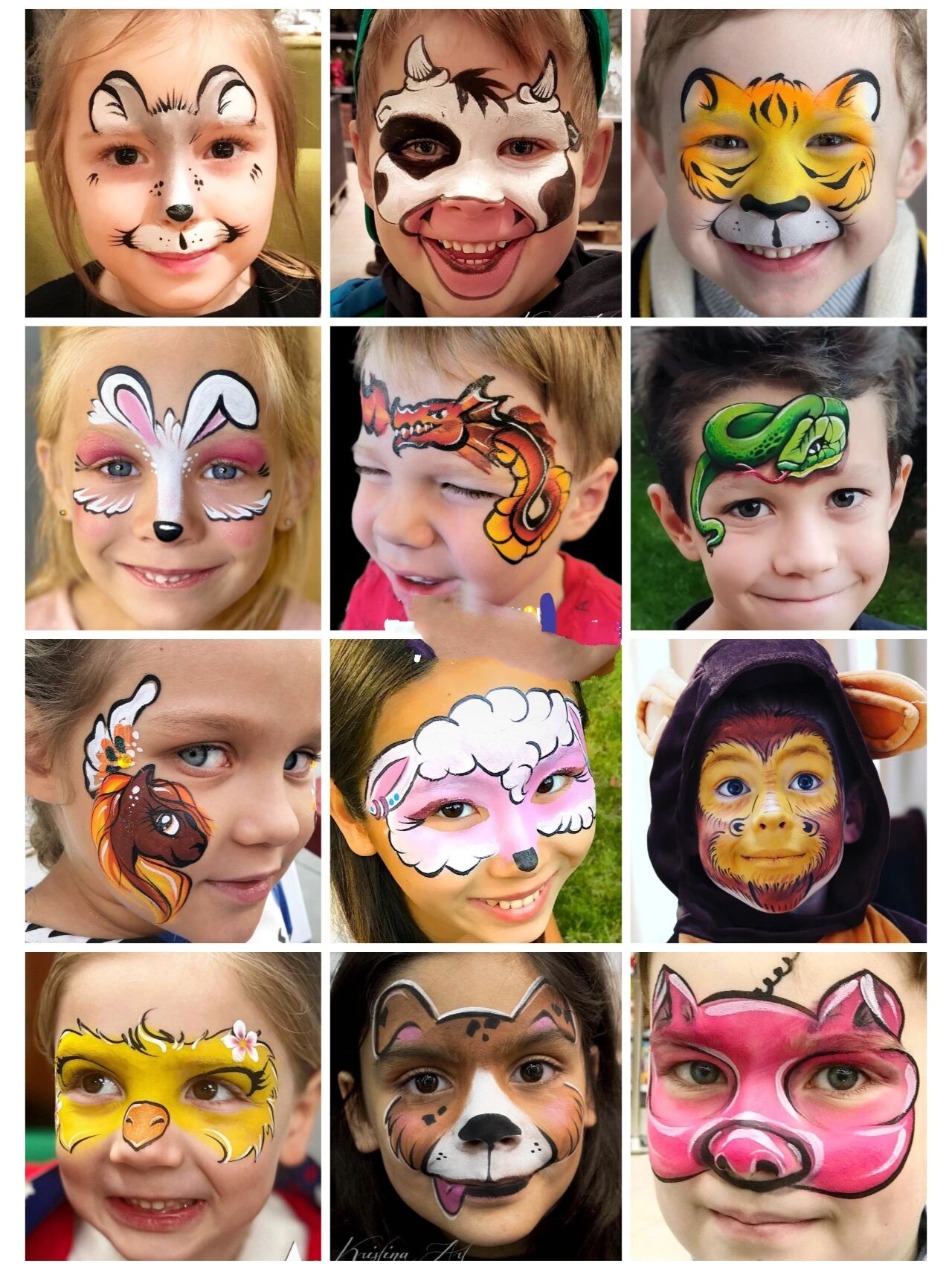 动物款面部彩绘合集之十二生肖动物彩绘 再也找不到这么全的动物款