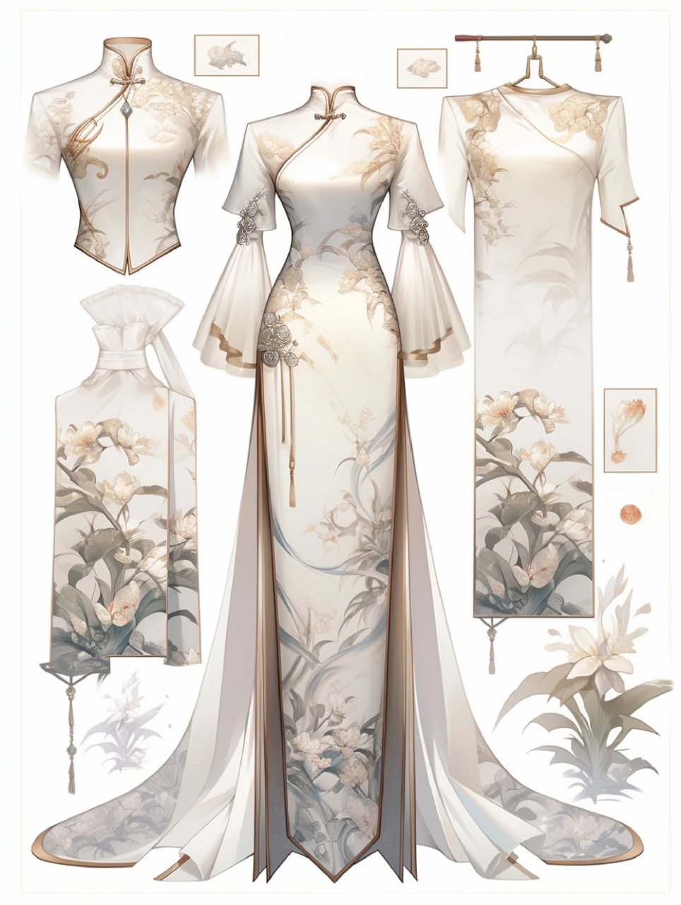 新中式旗袍裙 | 服装效果图