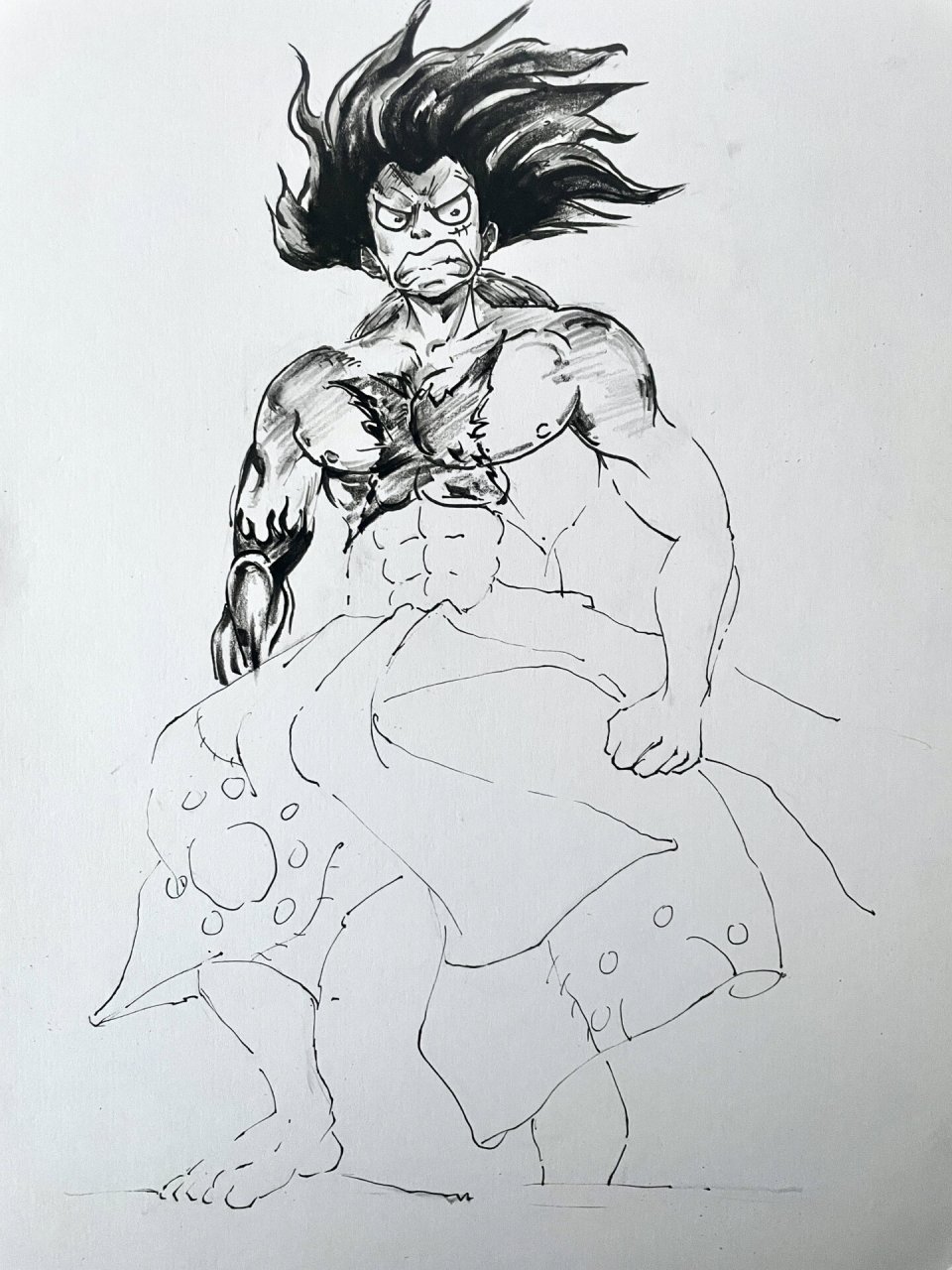 四档蛇人路飞速写! 临摹大佬的