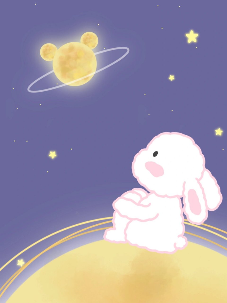 中秋月亮小兔可爱简笔画手绘头像procreate 在心头烙一枚月亮 圆缺