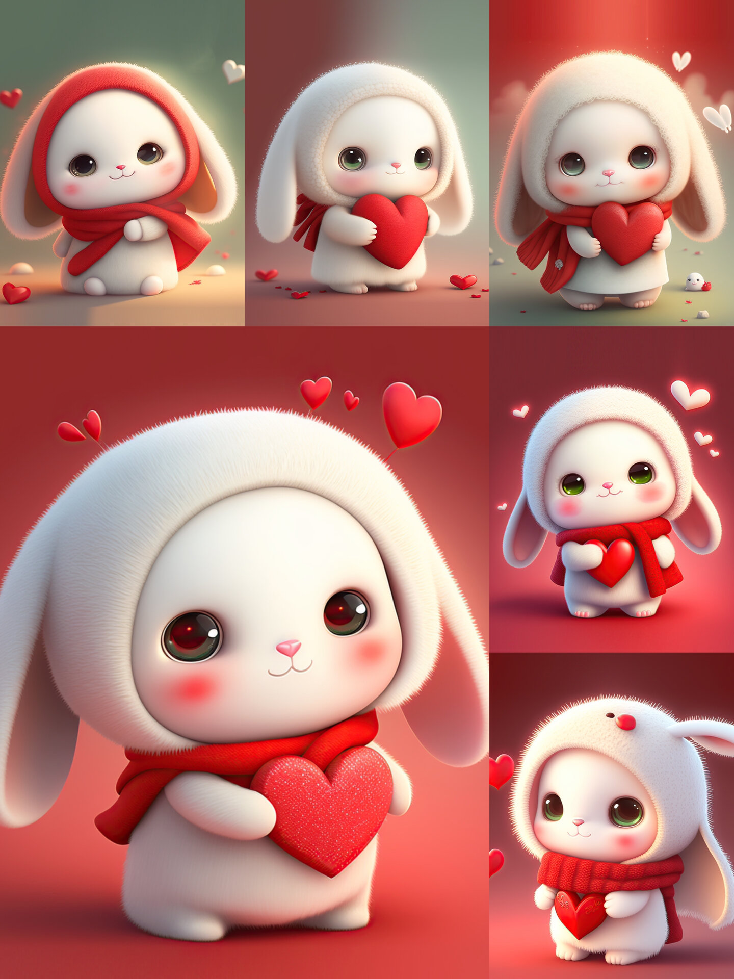 抱爱心的红色兔子来了