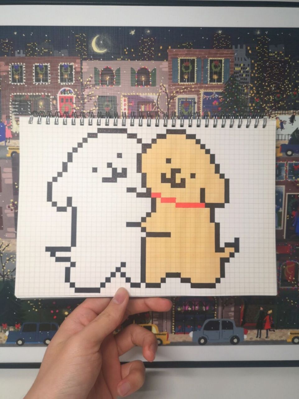 像素画:小狗想要抱抱 像素图纸:96 网格本:b5 #线条小狗# #像素画