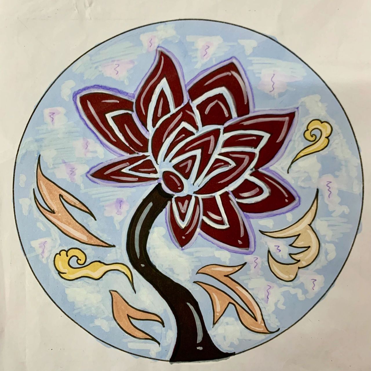 初中美术《扮靓生活的花卉纹样》作业分享2 初一孩子们的作业,太漂亮