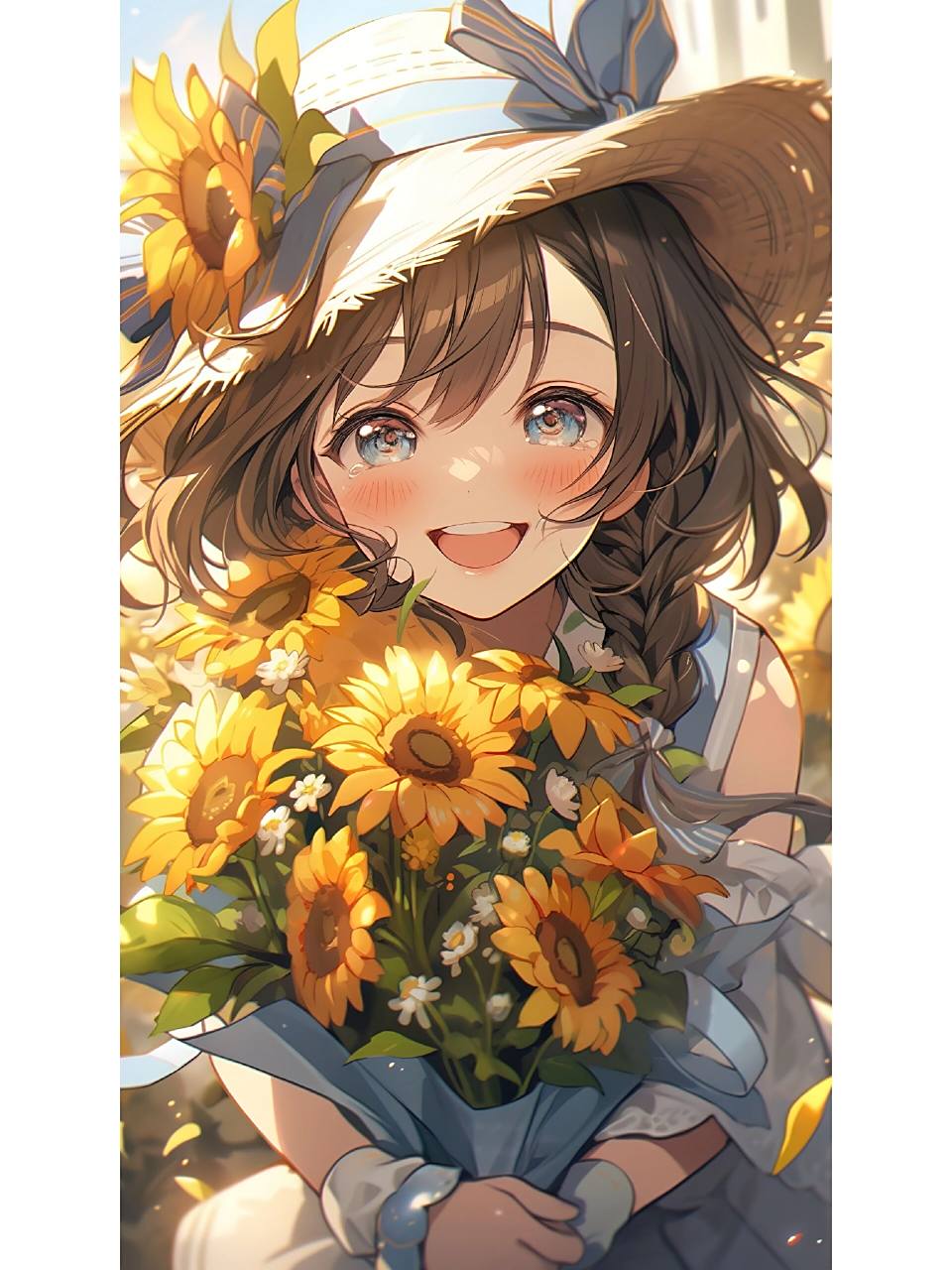 拥抱向日葵女孩,治愈系头像 向日葵寓意沉默的爱,但这一次我想好好