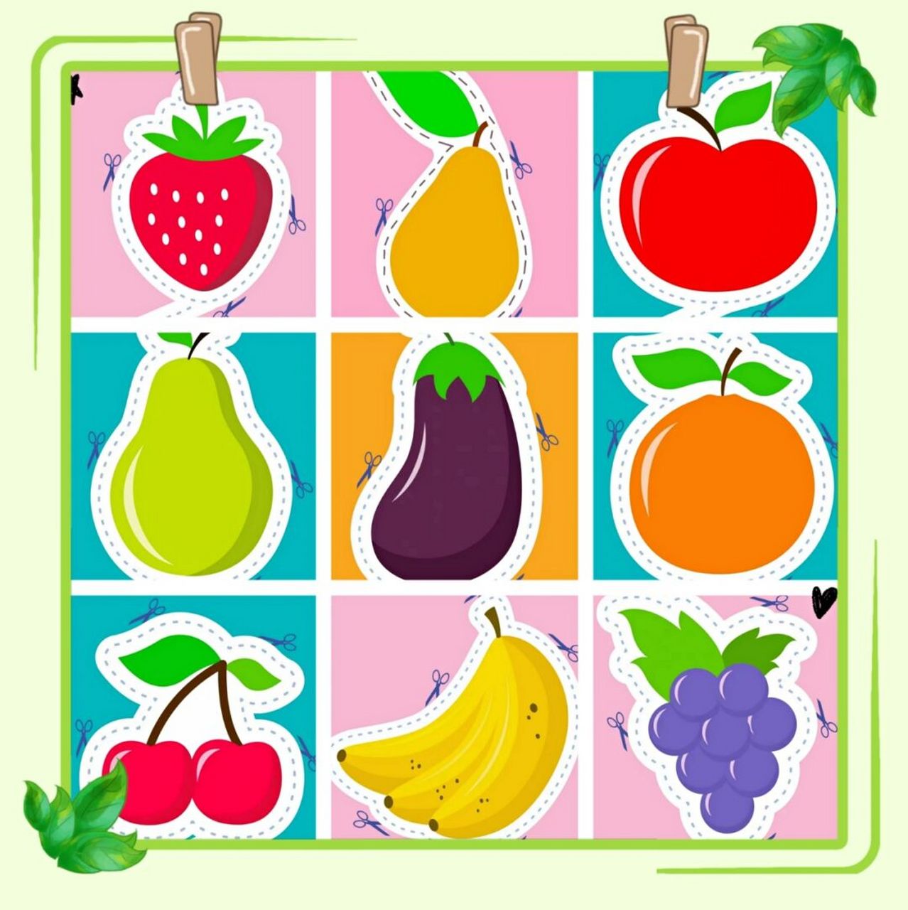 美工区材料 90水果剪剪剪,打印出来小朋友可以玩很久了,适合中小班