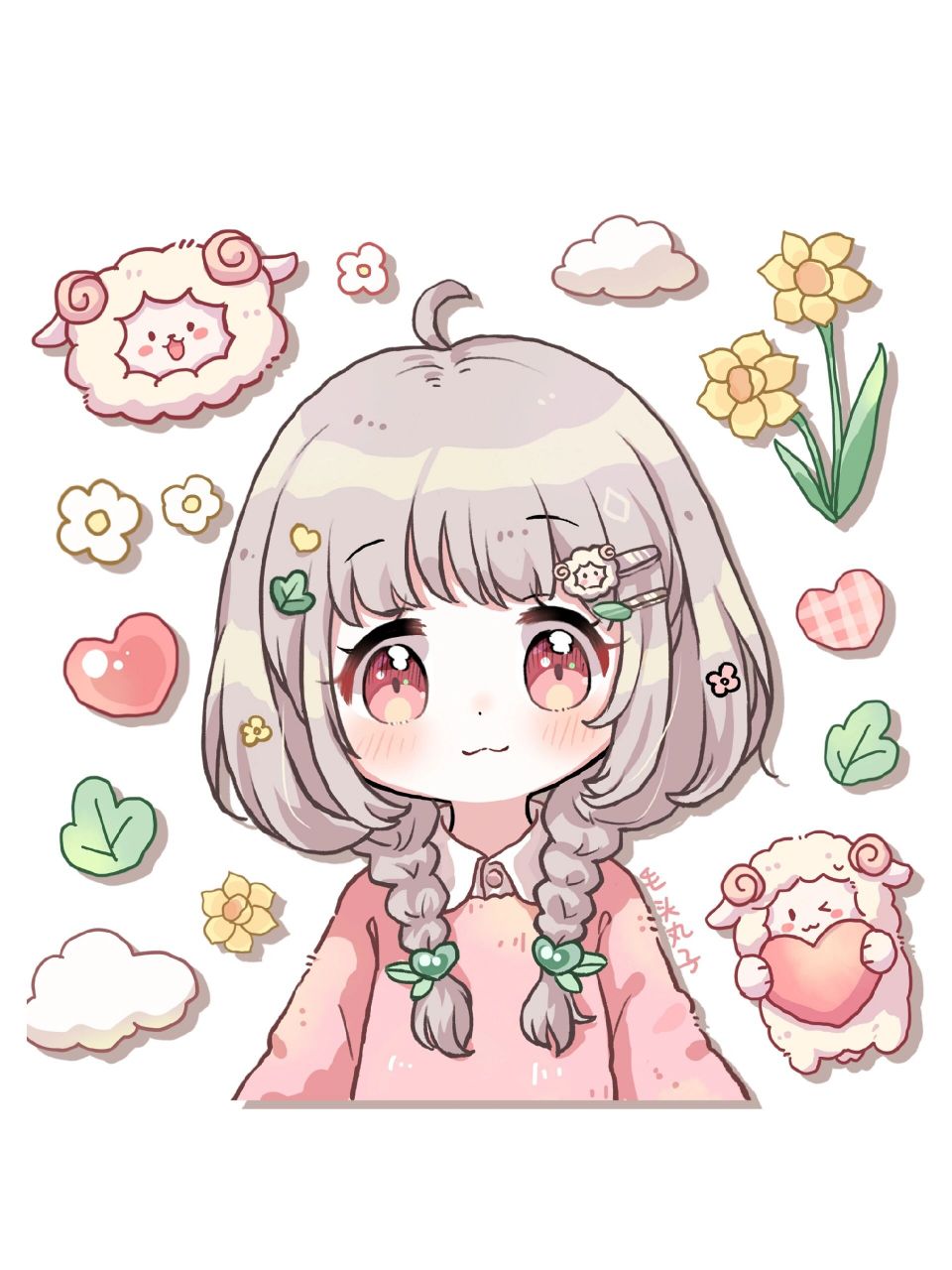 q版女孩头像 今天画了好久的头像 人物参考