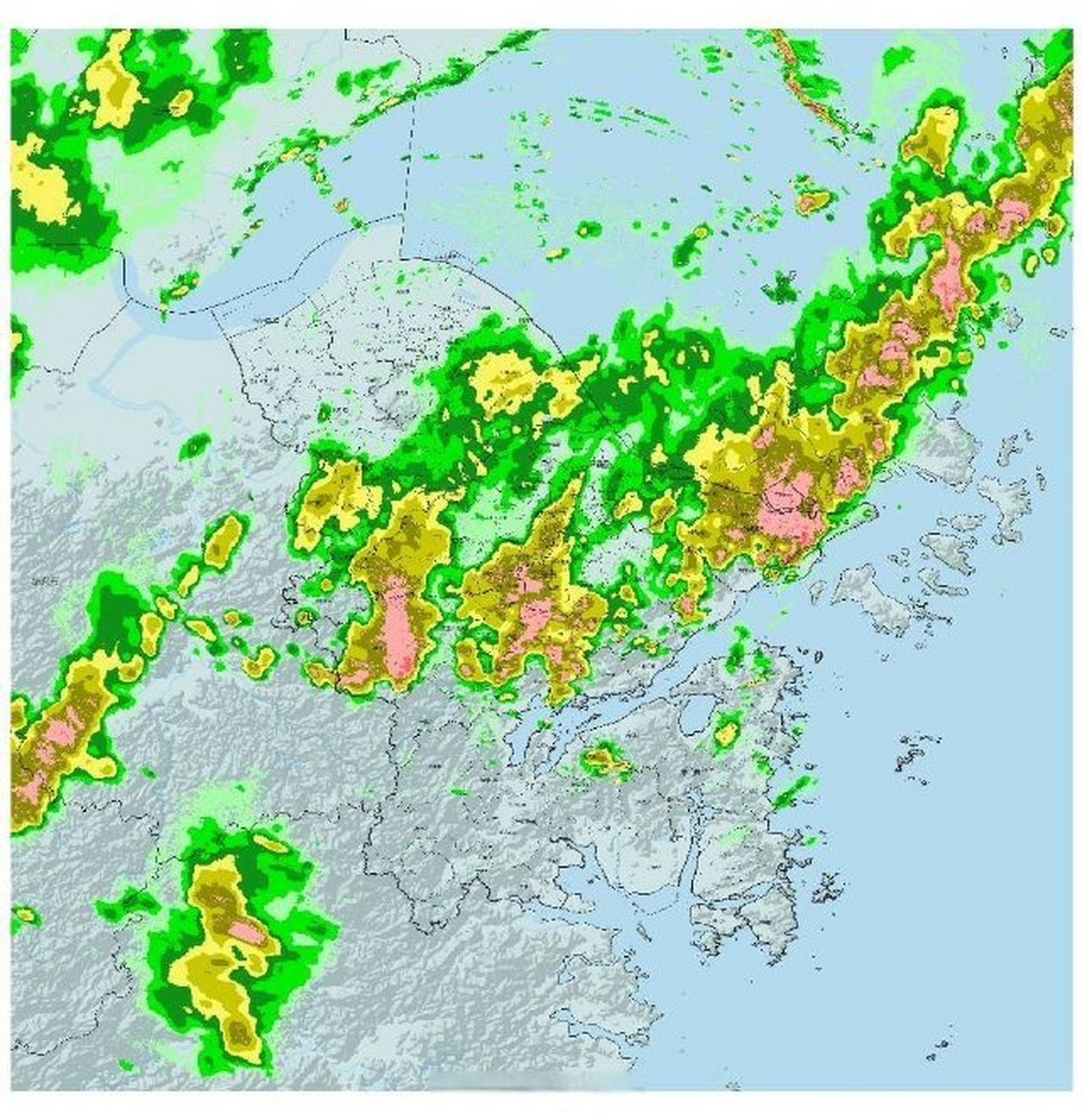 民生服务# 据宁波北仑气象 :目前强回波东移至大榭,柴桥,白峰,后续