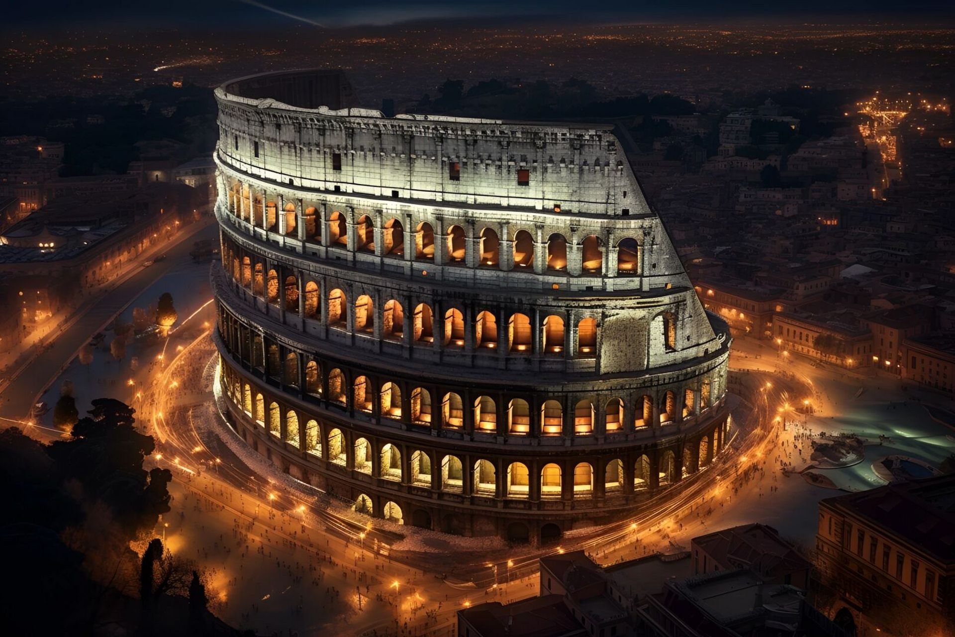 古罗马竞技场夜景
