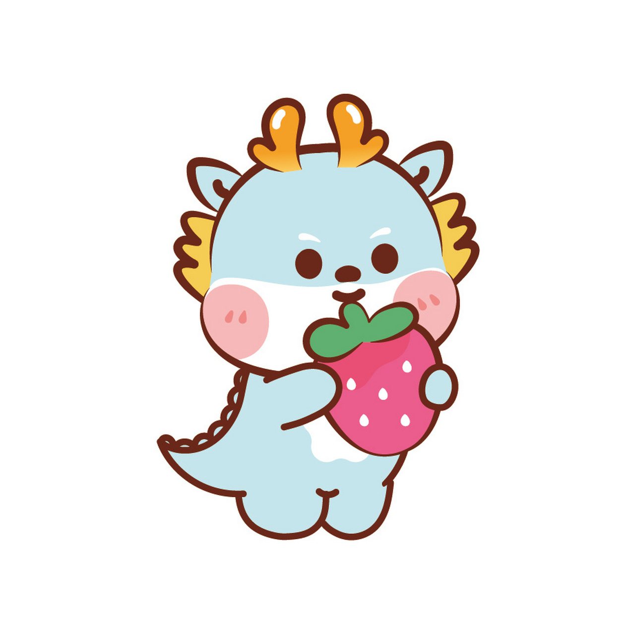 小飞龙ip插画挂件贴纸好事发生奶茶有钱 小飞龙ip卡通形象,治愈系ip