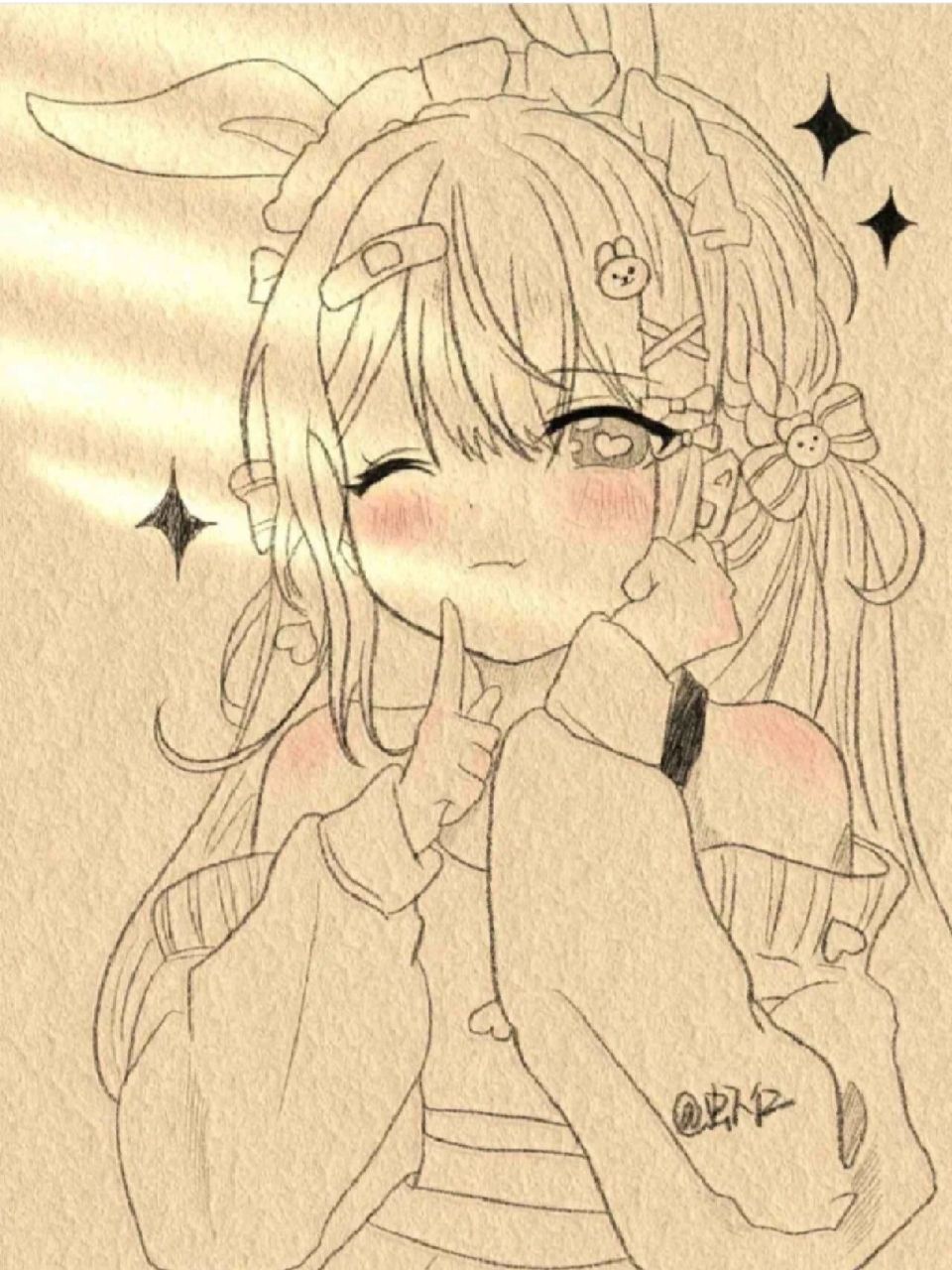 可爱的小兔子女孩 这就是我表姐画的,丑不丑?