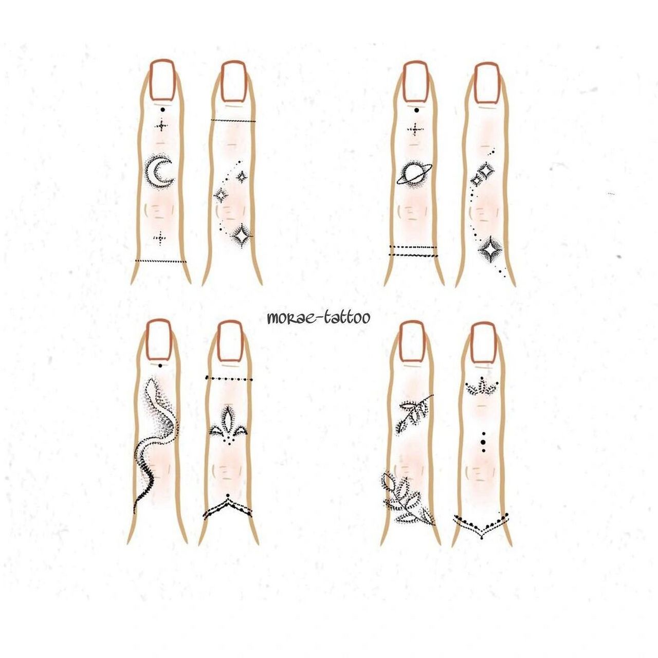 这是一期小清新风格手指纹身手稿 0299我有十根手指头岂不是可以