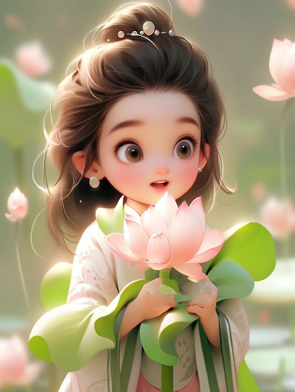 佛系女孩头像|汉服古风少女|荷花绝美壁纸 夏日炎炎,好运连连