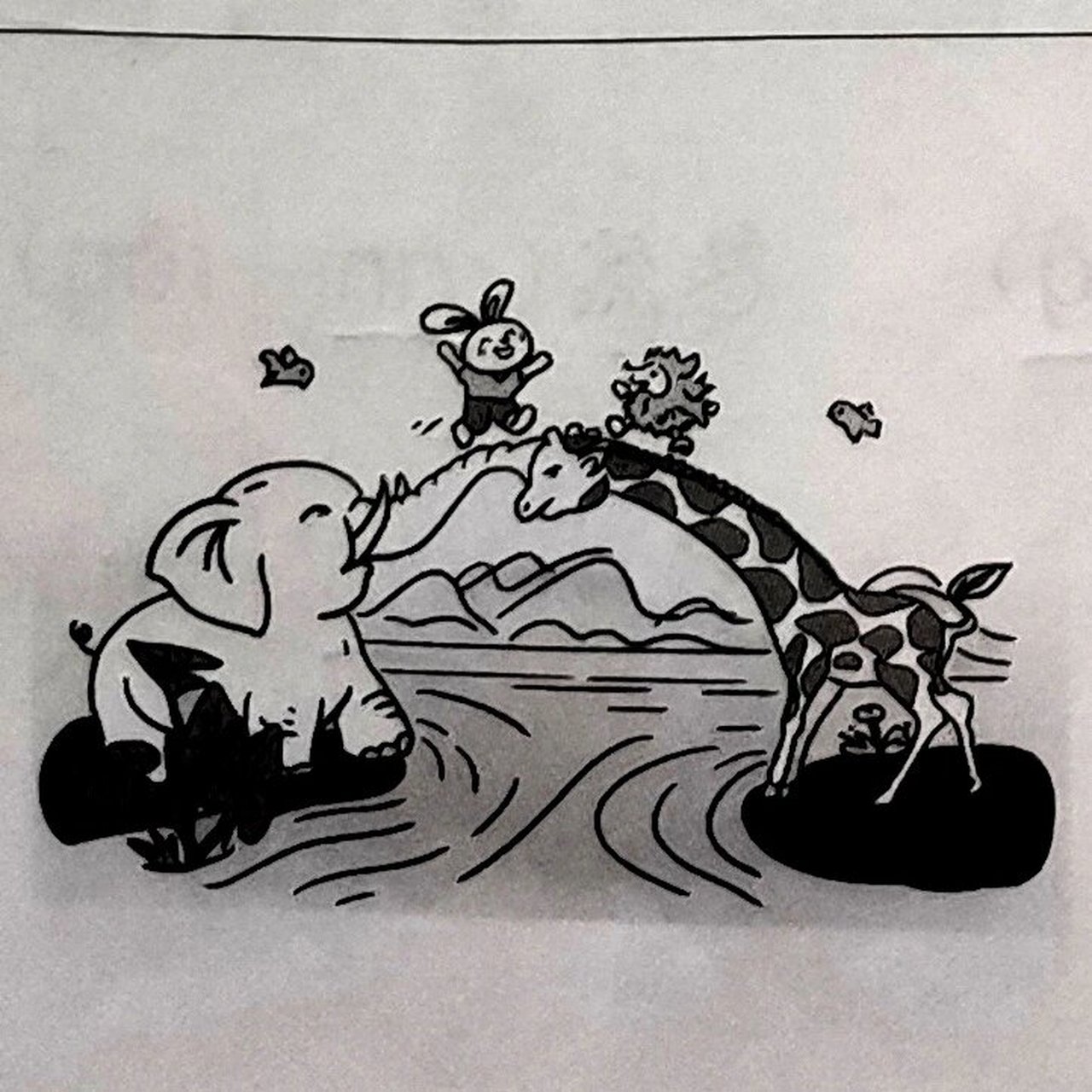 看图写话③ 一天,小兔子和小刺猬来到岸边,小河上既没有桥,也没有船.