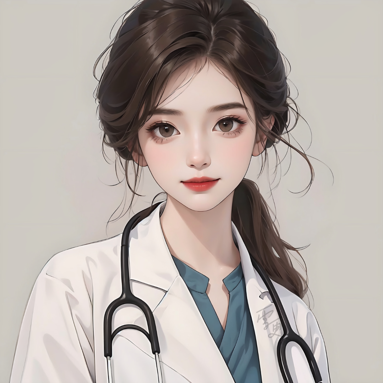 职业头像|长发气质白大褂女医生