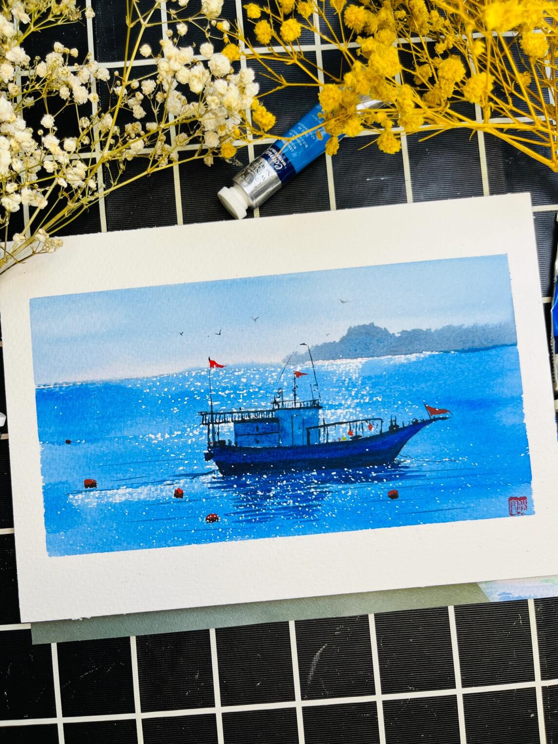 来一幅清凉9595的海景|水彩海景9898