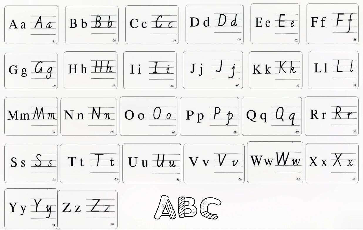 英语字母笔顺示范图片
