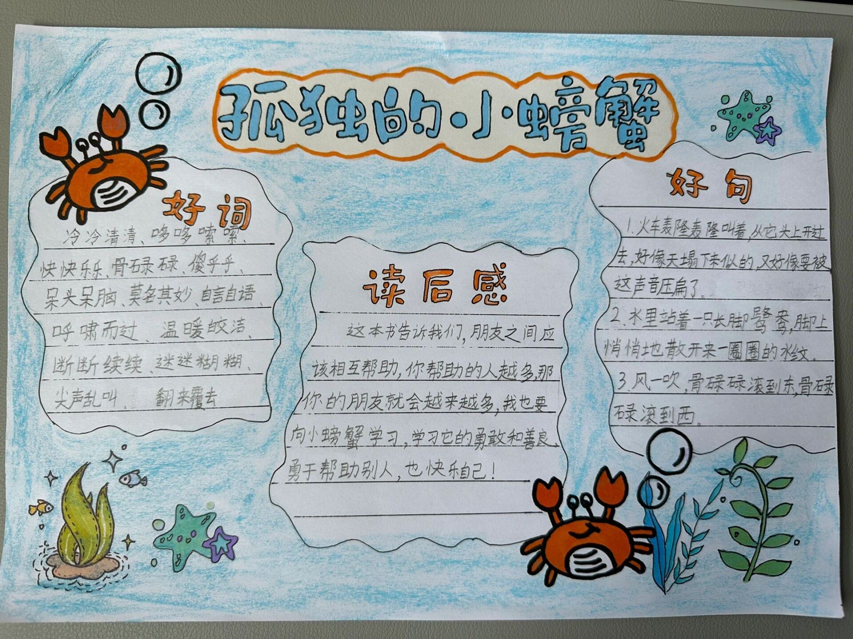 《孤独的小螃蟹》读书小报