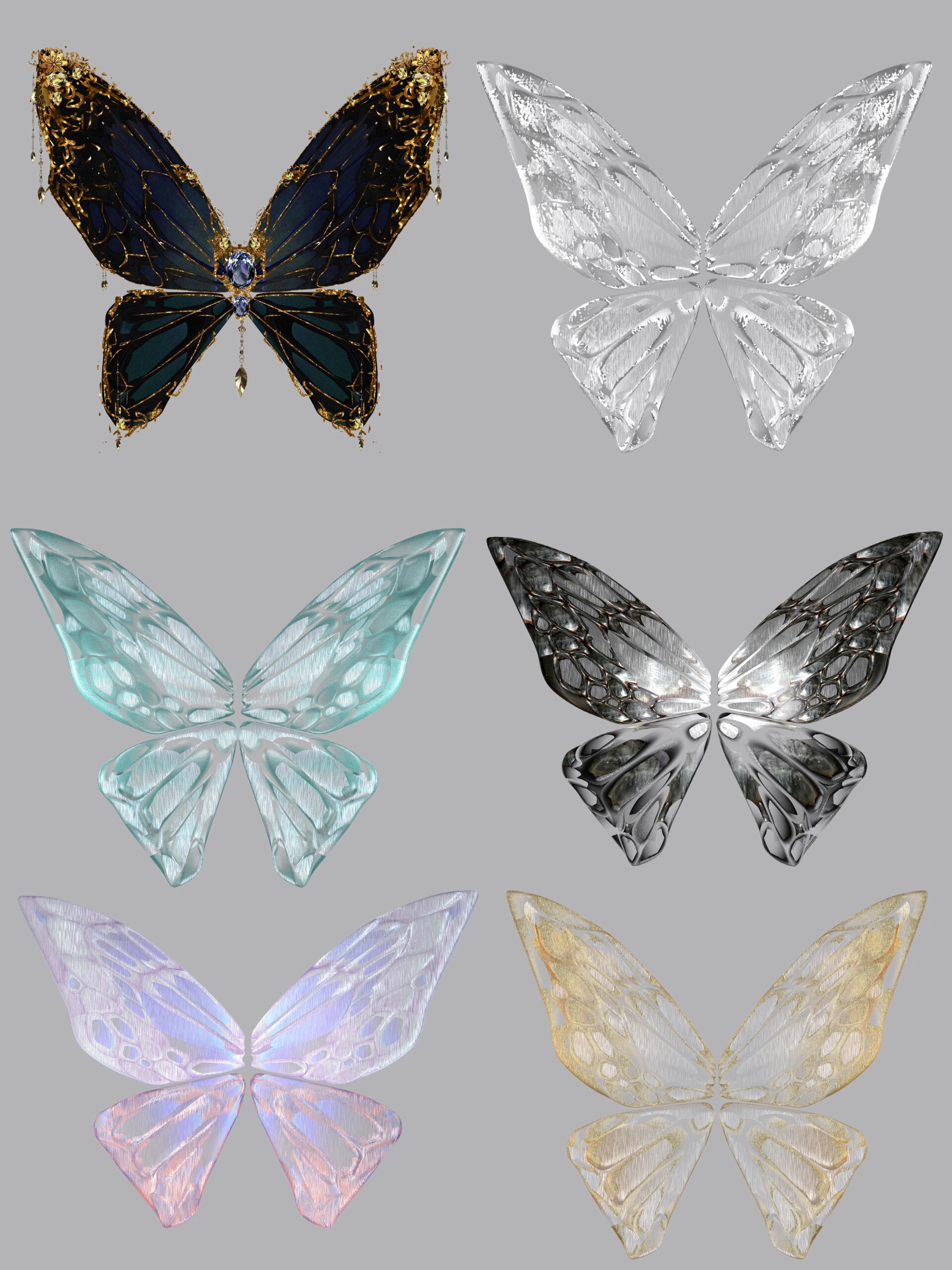水晶蝴蝶免扣素材系列合集!9款颜色跟材质