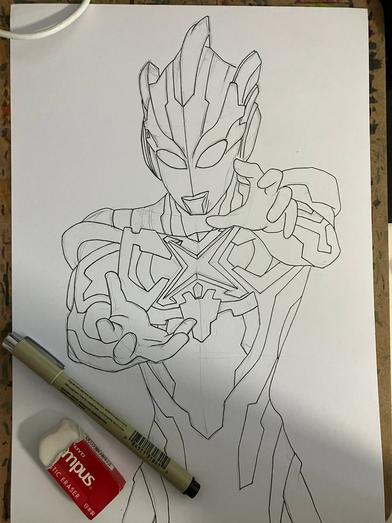 马克笔手绘艾克斯奥特曼详细过程,比较简单