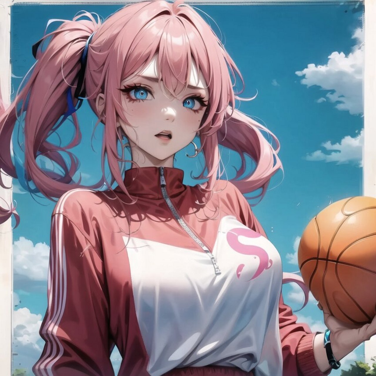 ai绘画  |  爱打球的粉发少女