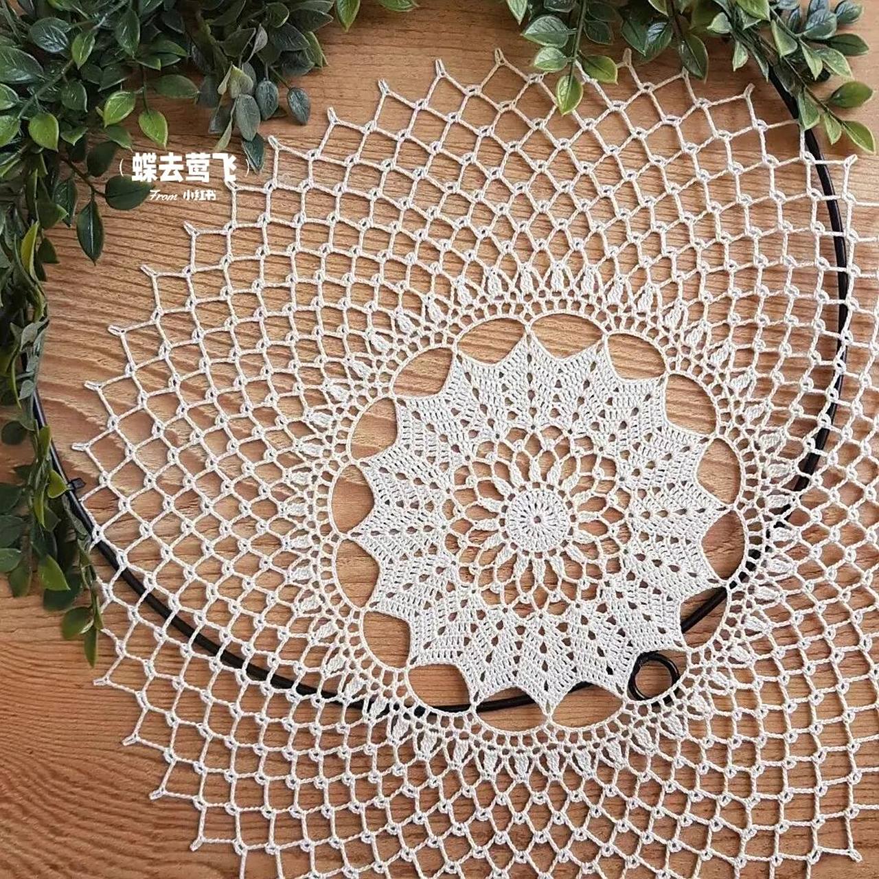 【图解】钩针手工编织 蕾丝餐巾桌布花片图案 #编织# #手工编织