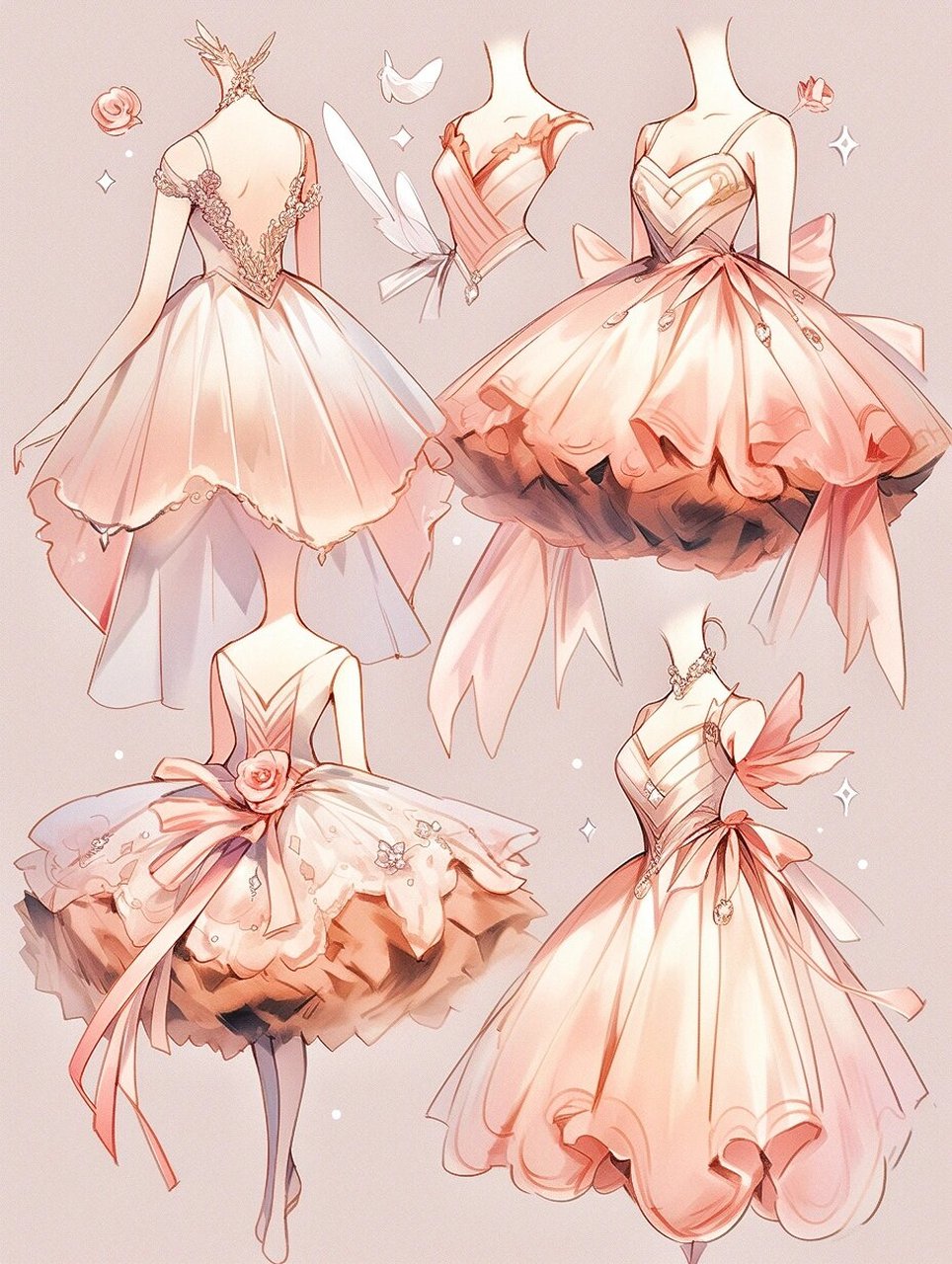 mj网纱芭蕾舞裙手绘设计91 #ai绘画有点东西# #服装设计手绘# #服装