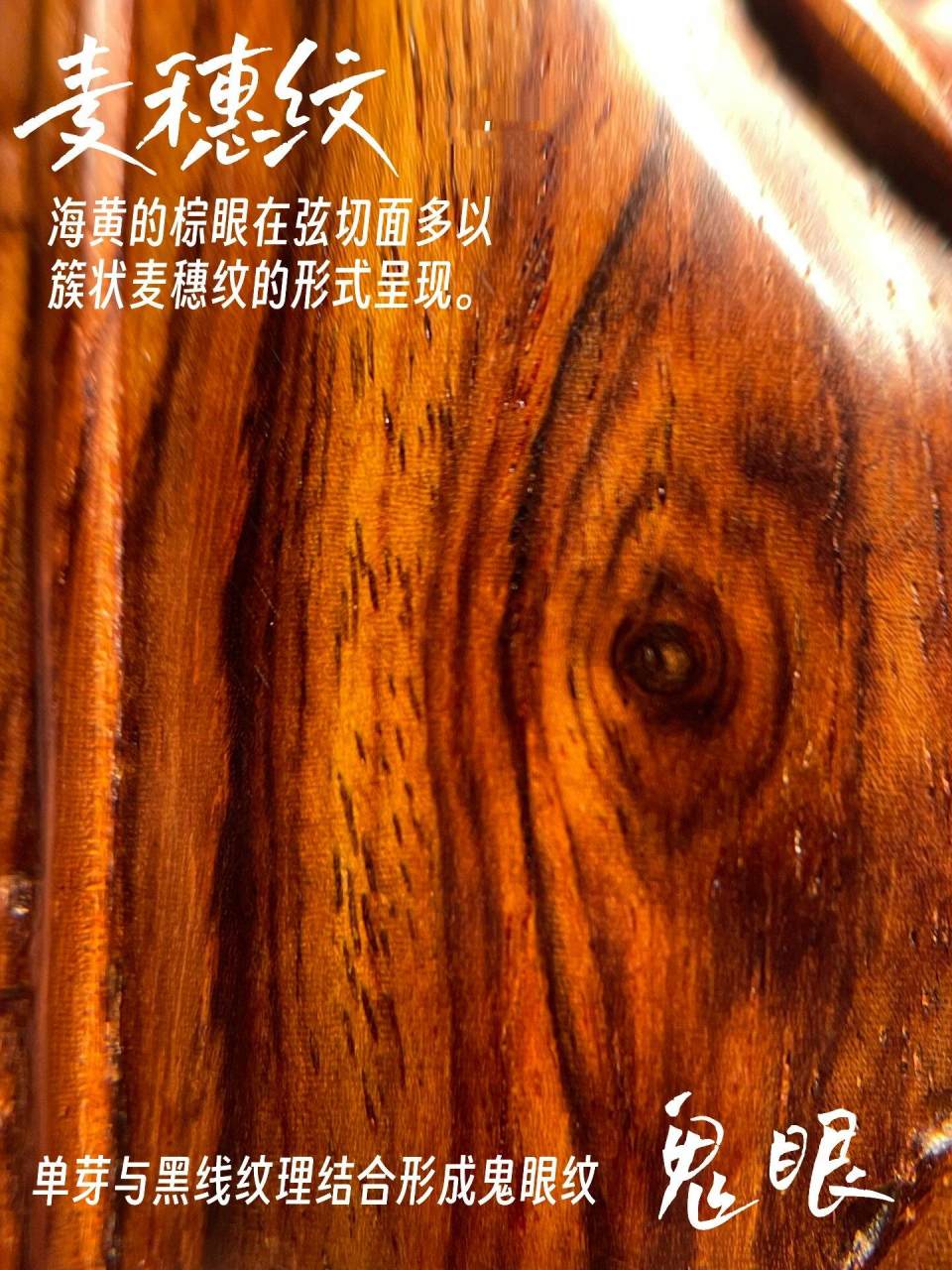 海南黄花梨各种纹理的科普 海南黄花梨学名降香黄檀,木性稳定拥有琥珀