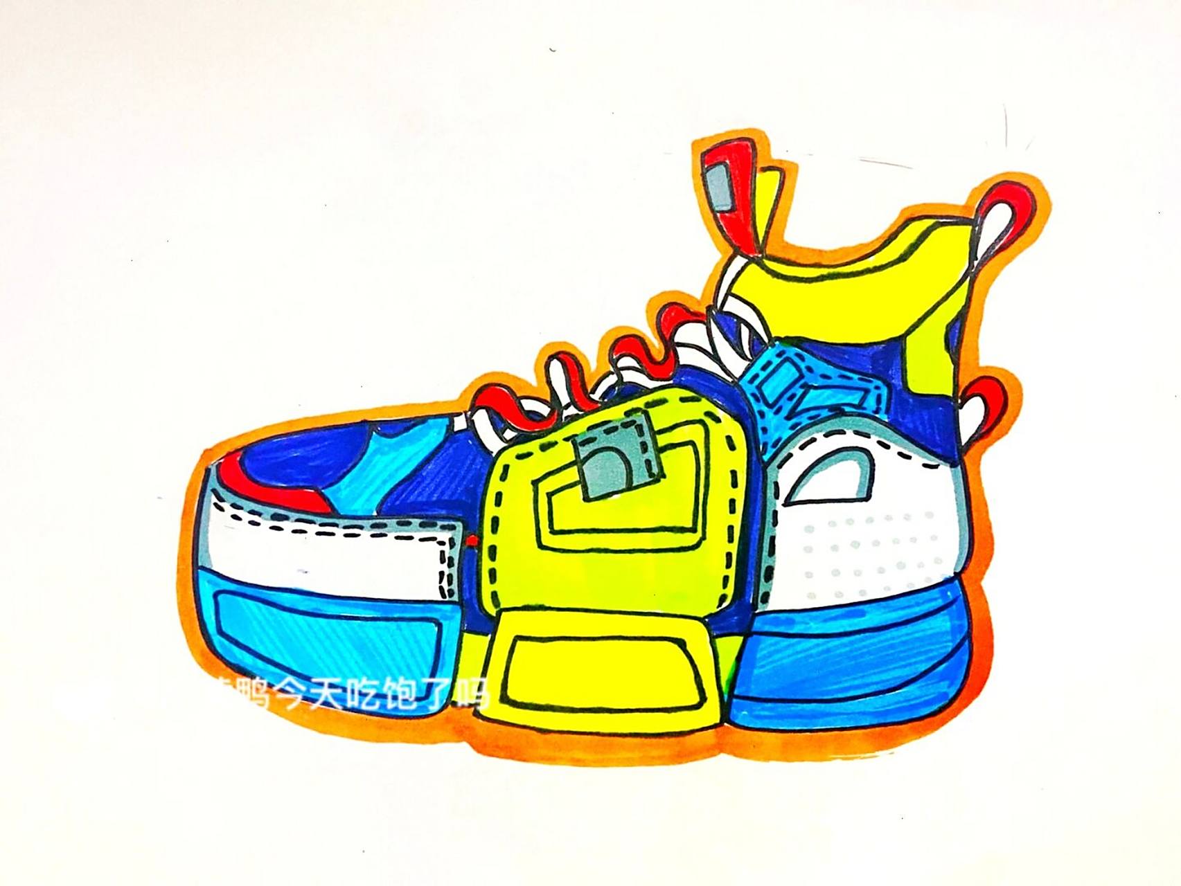 马克笔# #儿童画# #鞋子儿童画# #运动鞋儿童画# #运动鞋简笔画