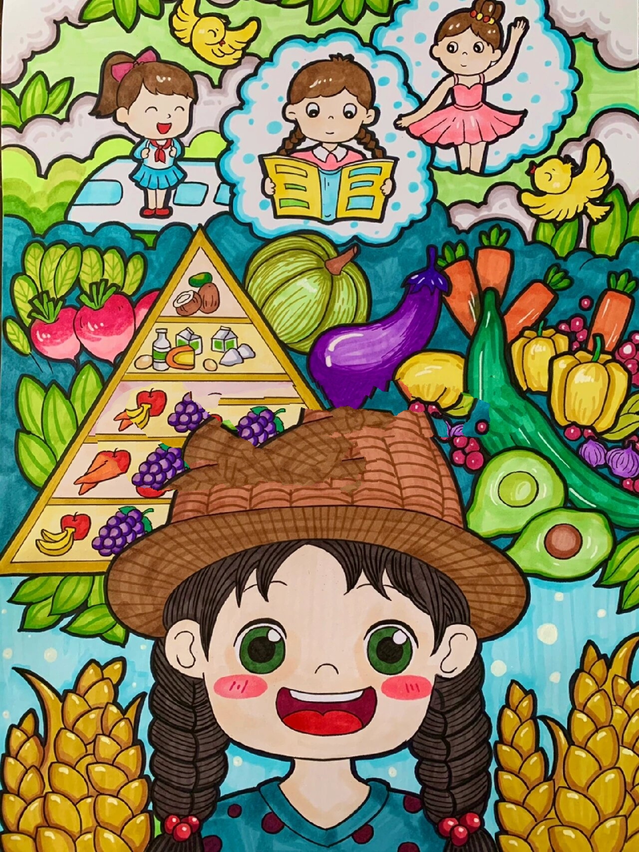 食品主题绘画,科学食养助力儿童健康成长