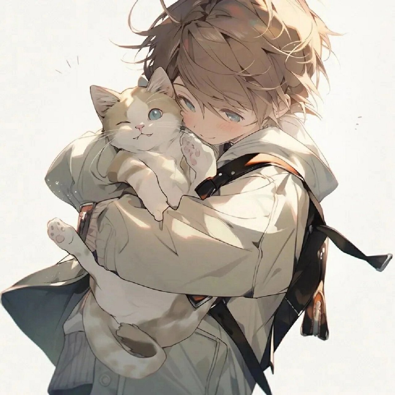 男孩抱猫头像