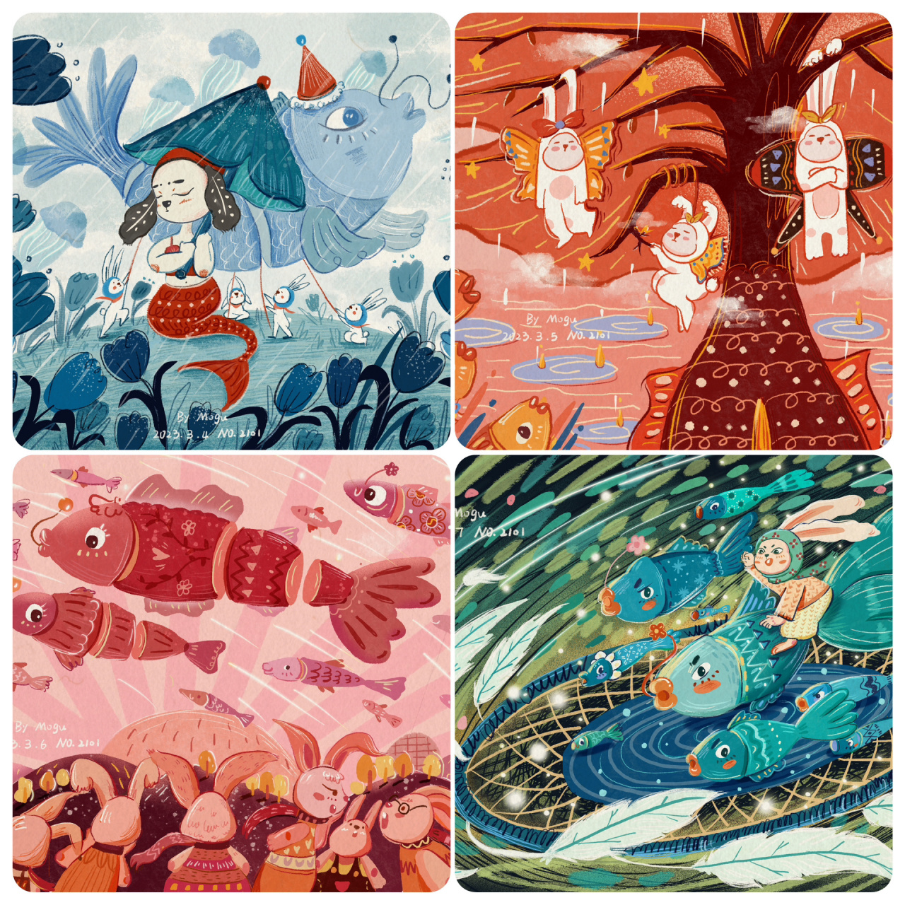 色彩团练 |同色系插画小合集 day9 no2101 	 先整理个小合集,然后继续